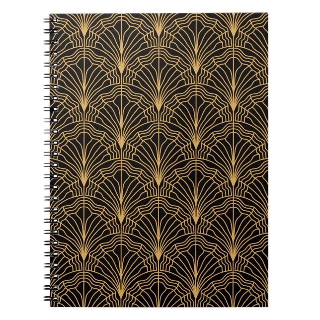 Art Deco Fan: Geometric Yellow Black Notebook (Front)