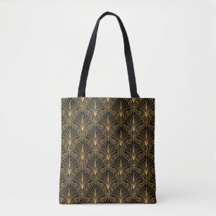 Art Deco Fan: Geometric Yellow Black Tote Bag