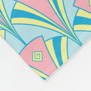 Art Deco Fan Miami Repeat Pattern Fleece Blanket