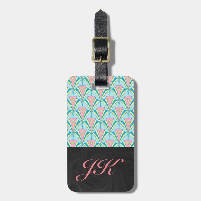Art Deco Fan Miami Repeat Pattern Luggage Tag (Front Vertical)