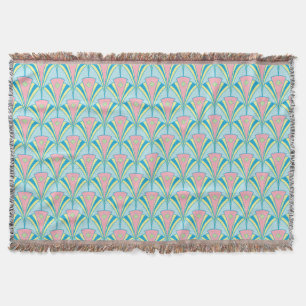 Art Deco Fan Miami Repeat Pattern Throw Blanket
