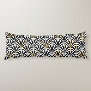 Art Deco fan pattern - black and white Body Cushion