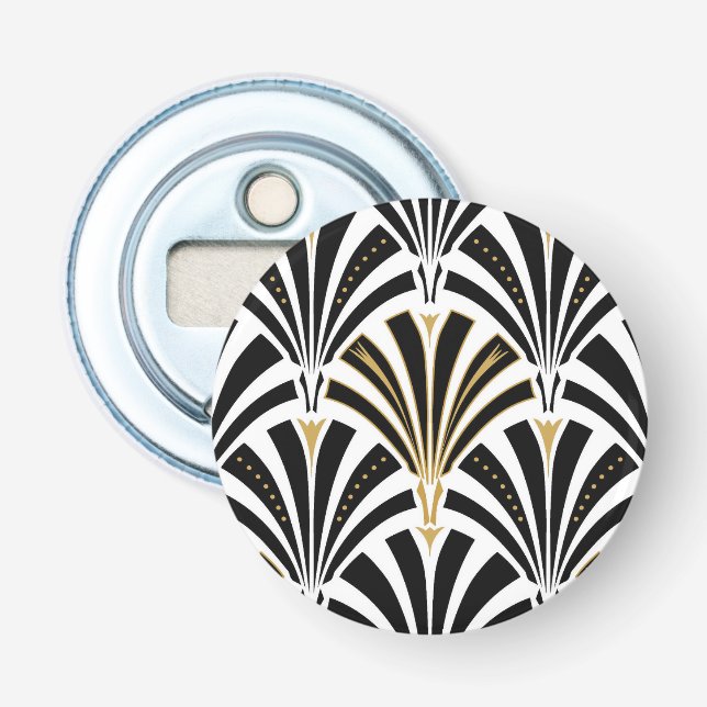 Art Deco fan pattern - black and white Bottle Opener (Front)
