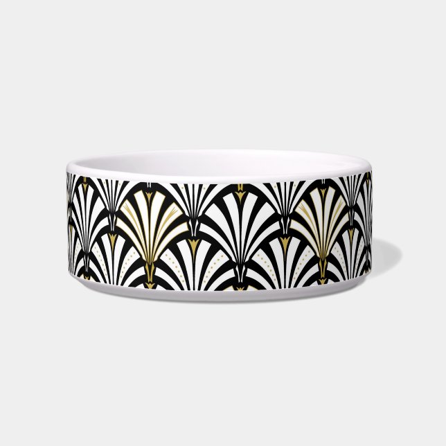 Art Deco fan pattern - black and white Bowl (Left)
