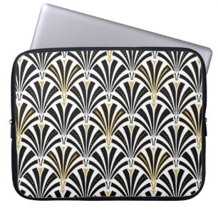 Art Deco fan pattern - black and white Laptop Sleeve