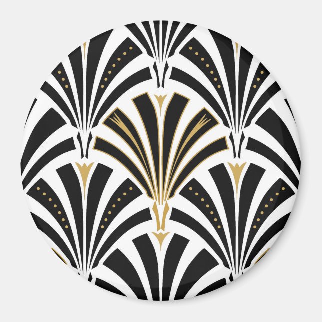 Art Deco fan pattern - black and white Magnet (Front)