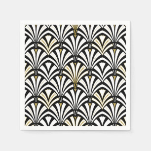 Art Deco fan pattern - black and white Napkin