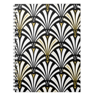 Art Deco fan pattern - black and white Notebook