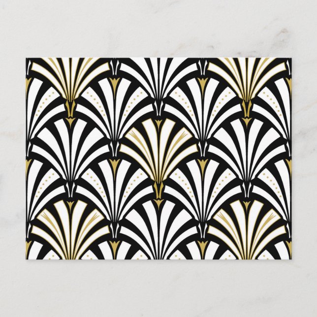 Art Deco fan pattern - black and white Postcard (Front)