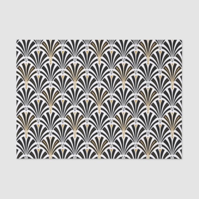Art Deco fan pattern - black and white Tissue Paper (Front)