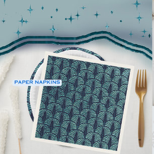 Art Deco Fan Pattern Blue  Napkin