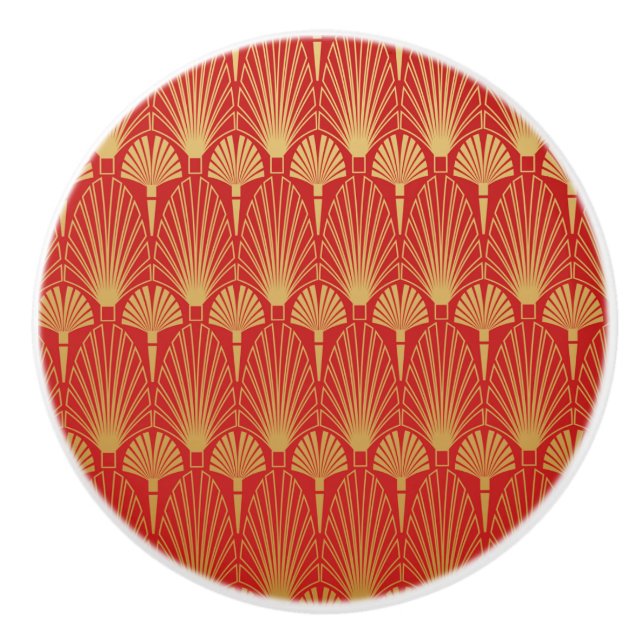 Art Deco Fan Pattern Ceramic Knob (Front)