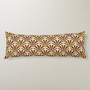 Art Deco fan pattern - chocolate on cream Body Cushion