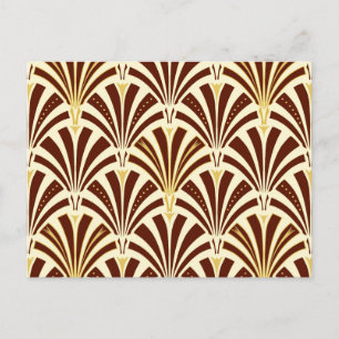 Art Deco fan pattern - chocolate on cream Postcard
