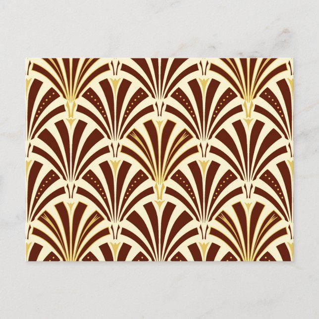 Art Deco fan pattern - chocolate on cream Postcard (Front)