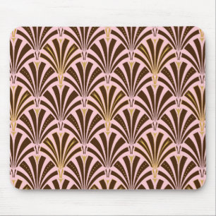 Art Deco fan pattern - chocolate on pink Mouse Pad