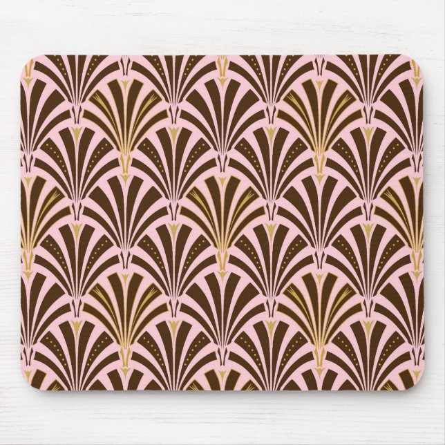 Art Deco fan pattern - chocolate on pink Mouse Pad (Front)