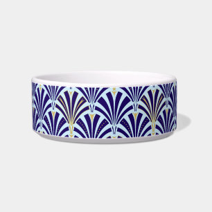 Art Deco fan pattern - cobalt and sky blue Bowl