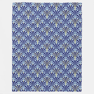 Art Deco fan pattern - cobalt and sky blue Fleece Blanket