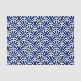 Art Deco fan pattern - cobalt and sky blue Tissue Paper