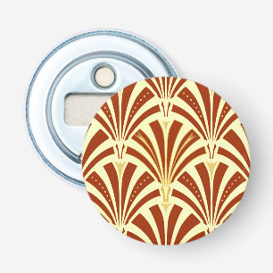 Art Deco fan pattern - copper on yellow Bottle Opener