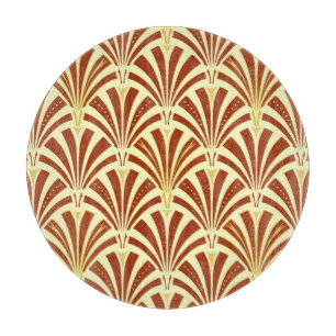 Art Deco fan pattern - copper on yellow Cutting Board
