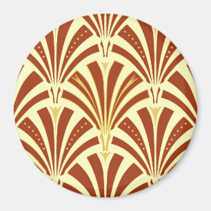 Art Deco fan pattern - copper on yellow Magnet