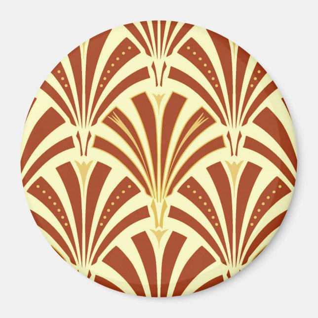 Art Deco fan pattern - copper on yellow Magnet (Front)