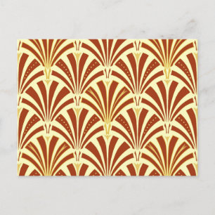 Art Deco fan pattern - copper on yellow Postcard