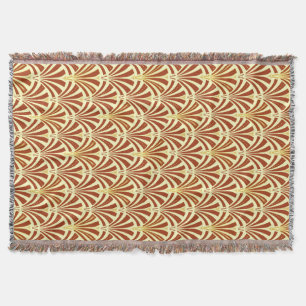 Art Deco fan pattern - copper on yellow Throw Blanket