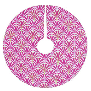 Art Deco fan pattern - fuchsia pink Brushed Polyester Tree Skirt