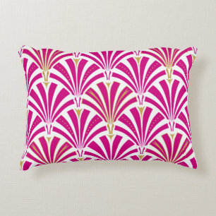 Art Deco fan pattern - fuchsia pink Decorative Cushion