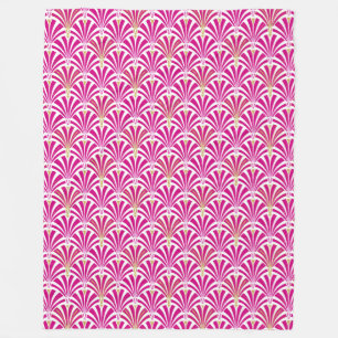 Art Deco fan pattern - fuchsia pink Fleece Blanket