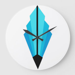 Art Deco Fan Pattern in blues Large Clock