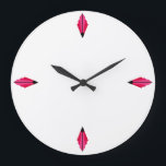 Art Deco Fan Pattern in pinks Large Clock<br><div class="desc">Created from the classic art deco fan pattern recreated in shades of pink,  red and black</div>