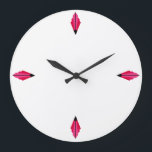 Art Deco Fan Pattern in pinks Large Clock<br><div class="desc">Created from the classic art deco fan pattern recreated in shades of pink,  red and black</div>