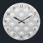 Art Deco Fan pattern Large Clock<br><div class="desc">Art Deco Fan Leaf Scale pattern</div>