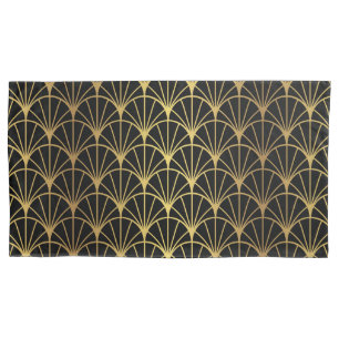 Art Deco Fan Pattern Luxury Gold And Black Pillowcase