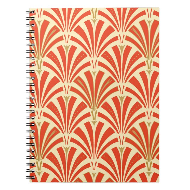 Art Deco fan pattern - mandarin orange Notebook (Front)