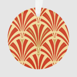 Art Deco fan pattern - mandarin orange Ornament