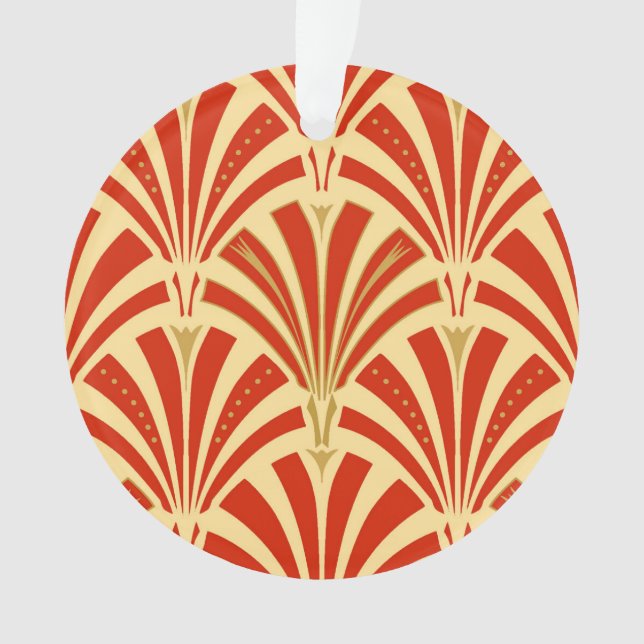 Art Deco fan pattern - mandarin orange Ornament (Front)