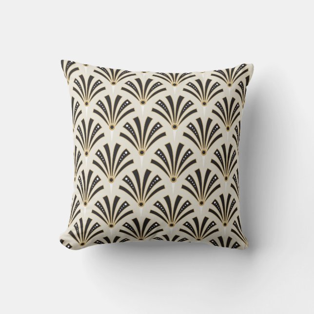 Art Deco Fan Pattern on Cream 2 Cushion (Front)