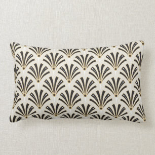 Art Deco Fan Pattern on Cream Lumbar Cushion