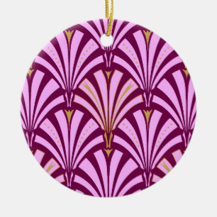 Art Deco fan pattern - orchid and purple Ceramic Ornament