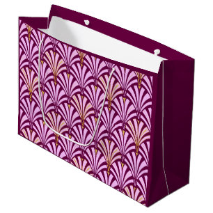 Art Deco fan pattern - orchid and purple Large Gift Bag