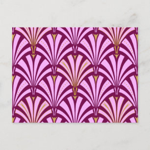 Art Deco fan pattern - orchid and purple Postcard