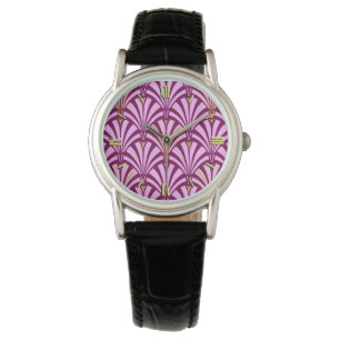 Art Deco fan pattern - orchid and purple Watch