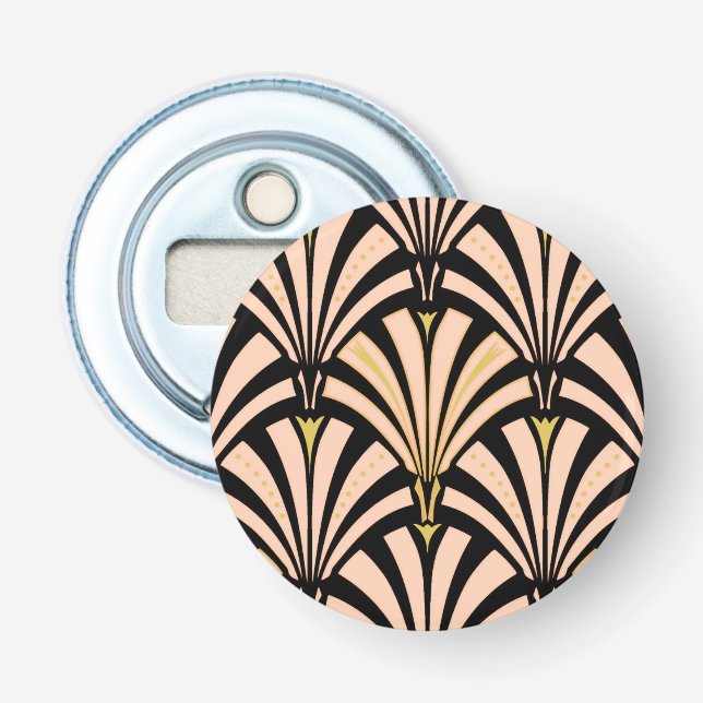 Art Deco fan pattern - peach on black Bottle Opener (Front)