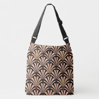 Art Deco fan pattern - peach on black