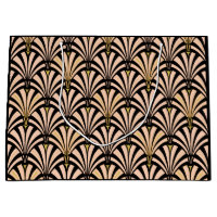 Art Deco fan pattern - peach on black